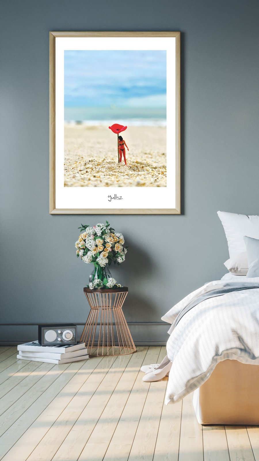 encadrement de l'affiche d'art La Naïade sous coquelicot de Gullsz.