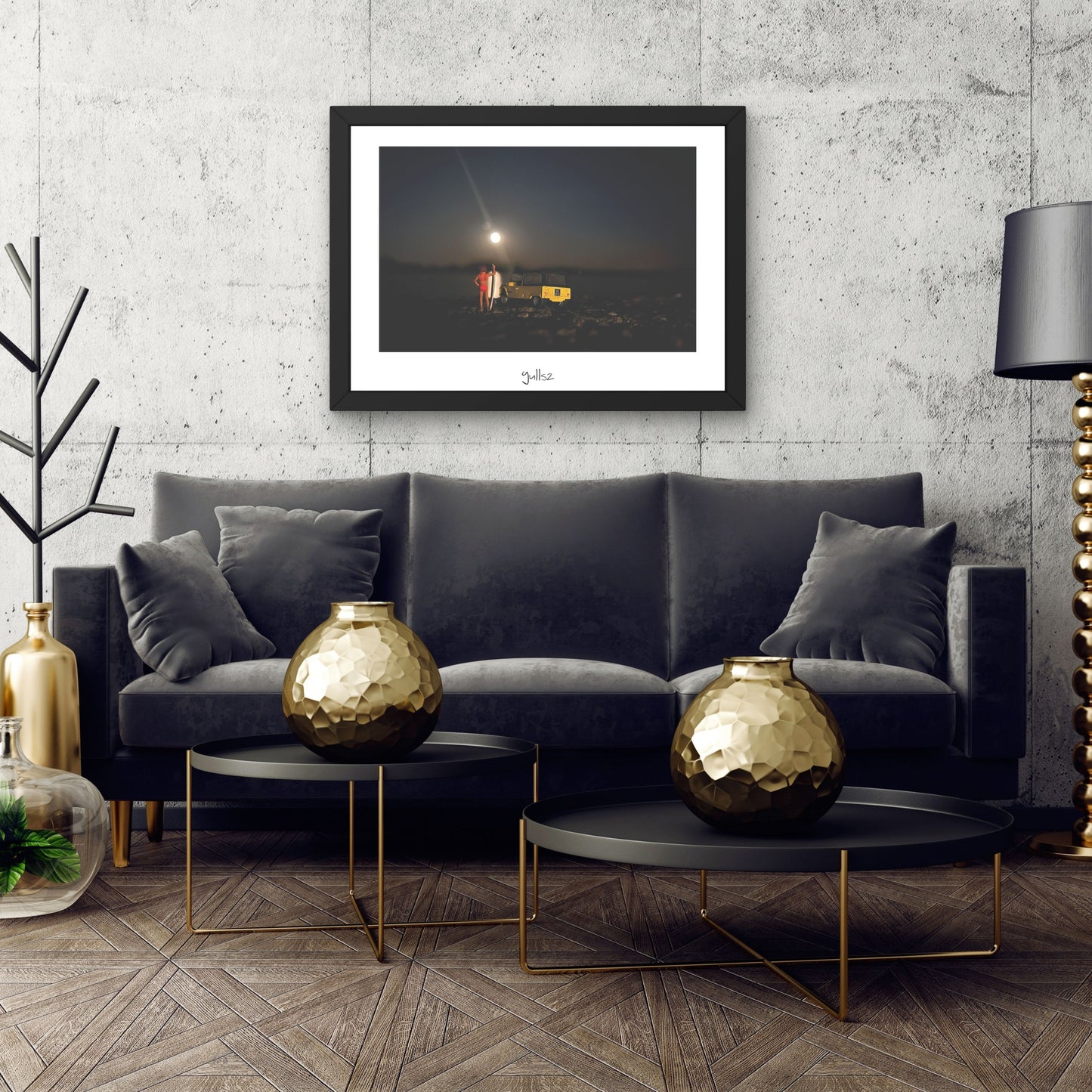 encadrement affiche Surf by night